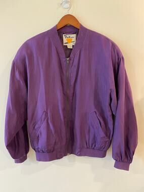 Protest Vintage Silk Bomber Jacket Small Purple Lightweight statement Retro